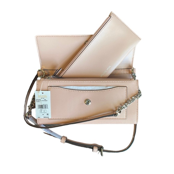 MICHAEL Michael Kors Jet Set Medium 2 in 1 Wallet-On-A-Chain Leather Crossbody - Picture 8 of 13